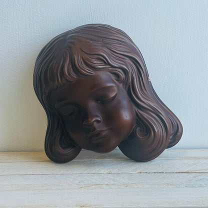 Vintage German Wall Hanging of Girl’s Face