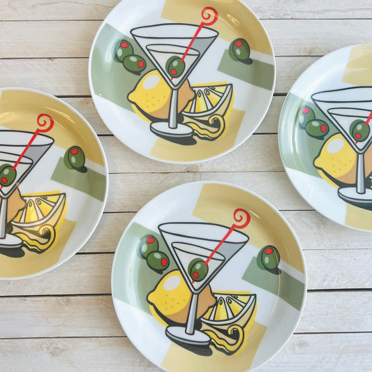 Vintage Martini Plates • Set of 4 • Joie de Vivre MSC