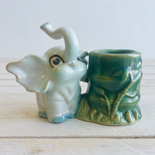 Vintage Mini Elephant & Bamboo Planter