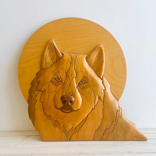 Vintage Wooden Wolf Wall Hanging