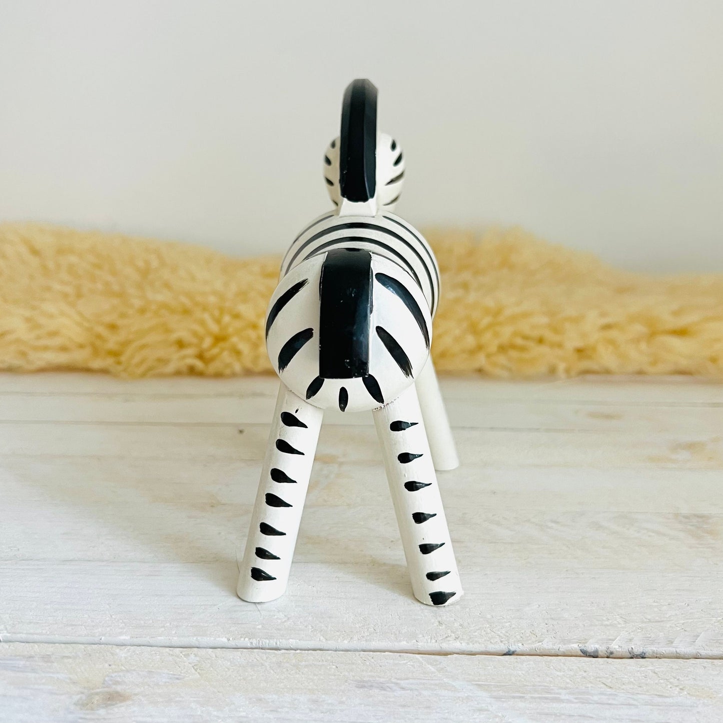 Vintage Kay Bojeson Zebra / Wooden Zebra Figurine / Hand Painted Wood