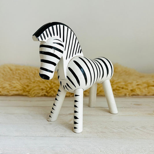 Vintage Kay Bojeson Zebra / Wooden Zebra Figurine / Hand Painted Wood