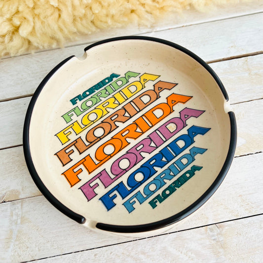 Vintage Florida Ashtray / Retro Smoking Accessories / Funky Ash Tray Gift for Smokers / USA Florida Collectable Kitsch