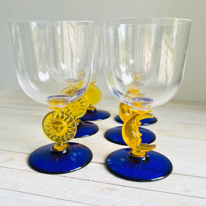 Vintage 6-Set PrecisionCraft Acrylic Glasses / Celestial Sun & Moon Cup Set / Rare 1980’s Canadian Set