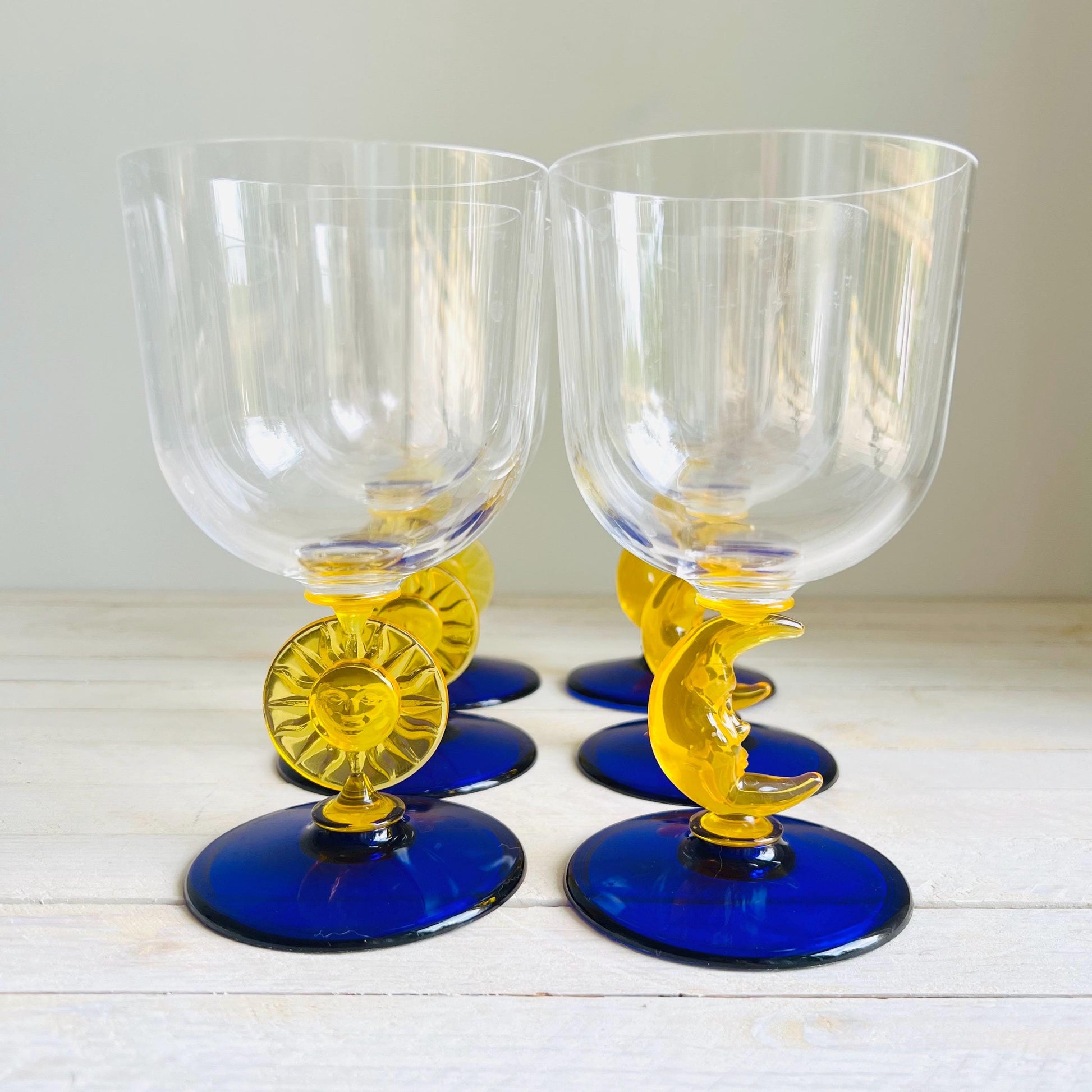 Vintage 6-Set PrecisionCraft Acrylic Glasses / Celestial Sun & Moon Cup Set / Rare 1980’s Canadian Set