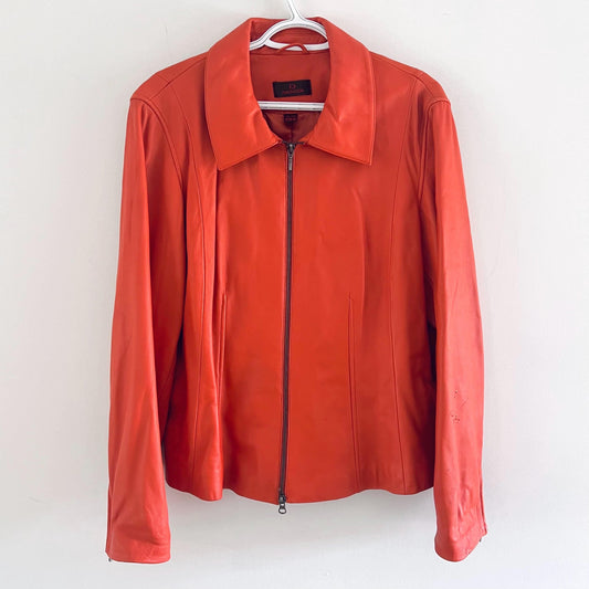 Size XXL Danier Orange Leather Jacket / Vintage Spring Jacket / Designed in Canada