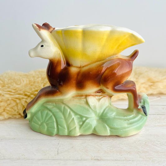 Vintage Deer Planter or Trinket Holder / American Bisque Pottery from 1950s / Unique Home Decor