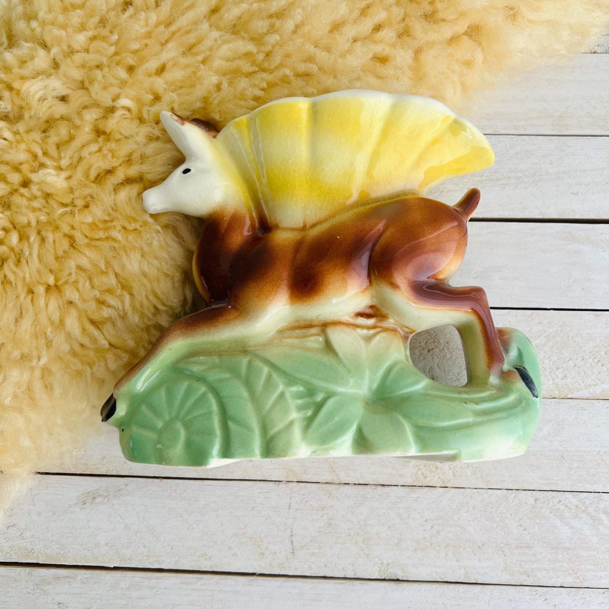 Vintage Deer Planter or Trinket Holder / American Bisque Pottery from 1950s / Unique Home Decor